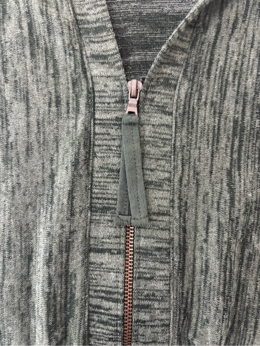 LOGO Lori Goldstein Green Zip Front Knit Cardigan Jacket Asymmetrical Hem Size L - Picture 7 of 11